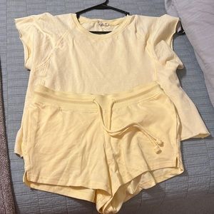 pastel yellow two piece set